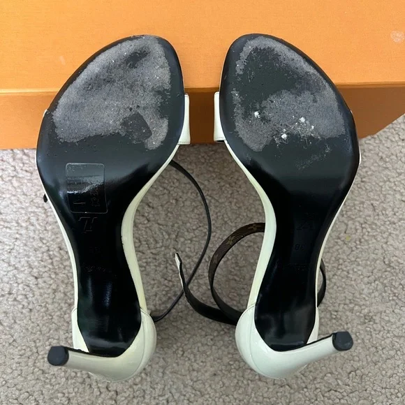 Preowned Womens Louis Vuitton Passenger Heel Sandals Monogram EBENE Sz. 38/US 8. - Picture 9 of 12